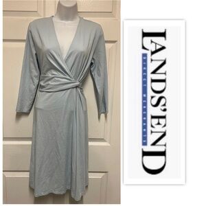 Lands' End Light Sky Blue Faux-Wrap Dress